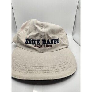 Eddie Bauer Strapback Hat Beige Embroidered Logo Since 1920 Adjustable Cap
